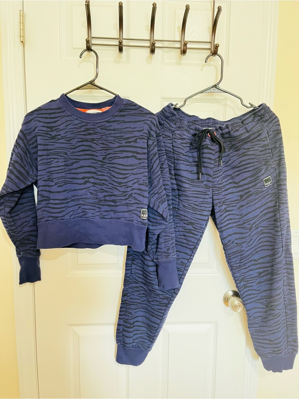 DKNY Navy Zebra-Print Pajama Set - Cozy Two-Piece Sleepwear